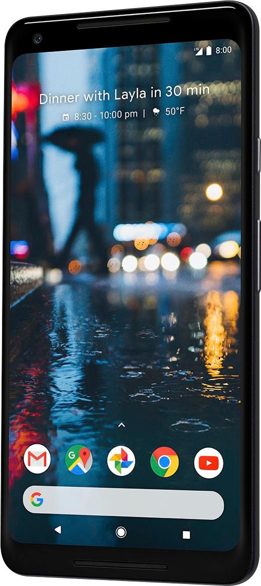 Left View: Google - Refurbished Pixel 2 XL 4G LTE with 128GB Memory Cell Phone - Just Black (Verizon)