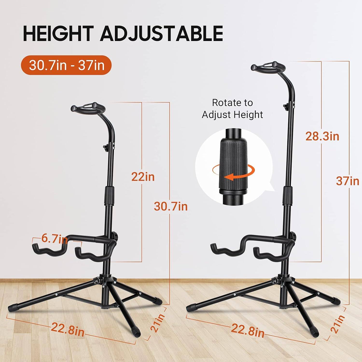 HEIGHT ADJUSTABLE  
30.7in - 37in  
Rotate to Adjust Height  
28.3in  
22in  
37in  
30.7in  
6.7in  
22.8in  
21in  
22.8in  
21in