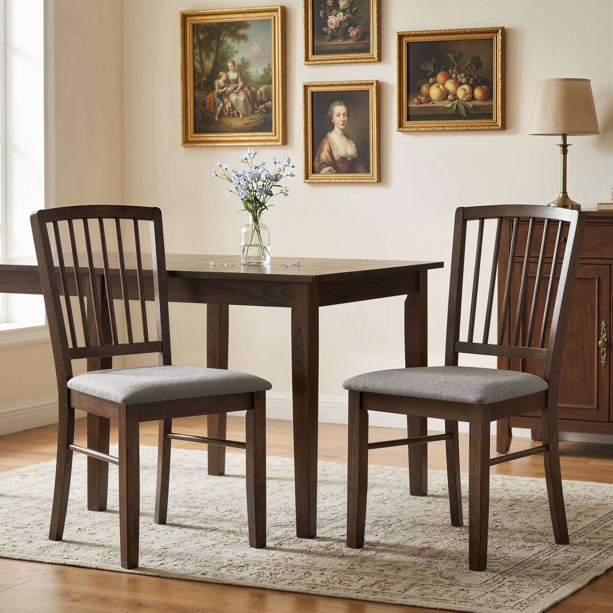 Alt View 1. Homcom - Chairs Upholstered Kitchen Chairs with Rubberwood Legs Set of 2 - Burn Brown.