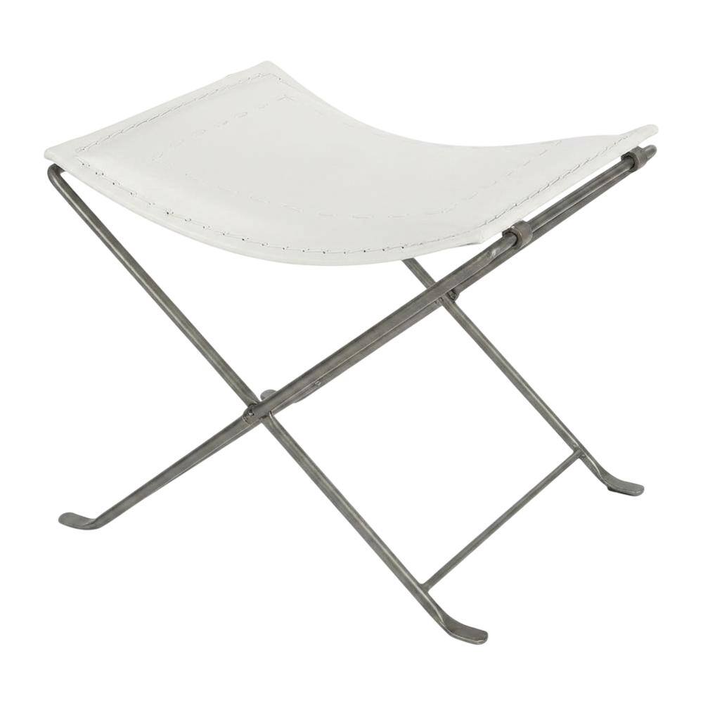 Angle. Butler Specialty - Melton Leather 21.5"W Accent Stool - White.