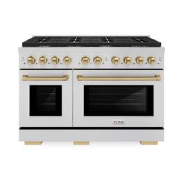 ZLINE - Autograph 48" Paramount Double Oven Dual Fuel Range w/ Champagne Bronze Accents (SDRZ-48-CB) - Stainless Steel
