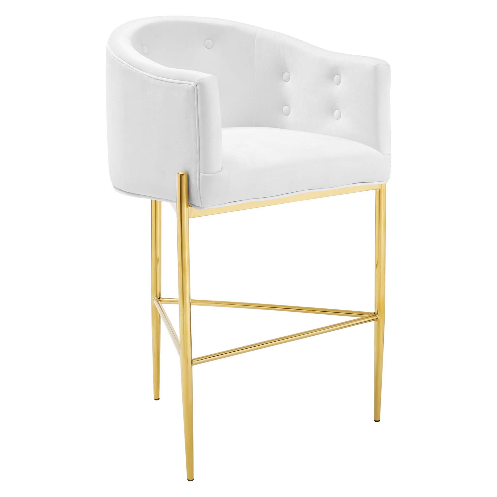 Angle. Modway - Savour Tufted Performance Velvet Bar Stool by Modway - White.