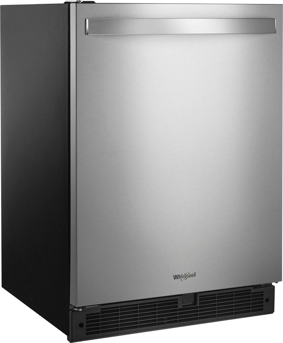 Angle View: Whirlpool - 5.1 Cu. Ft. Built-In Mini Fridge - Stainless steel