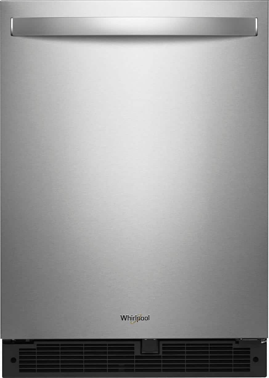 Front. Whirlpool - 5.1 Cu. Ft. Built-In Mini Fridge - Stainless Steel.