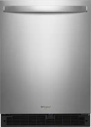 Front. Whirlpool - 5.1 Cu. Ft. Built-In Mini Fridge - Stainless Steel.