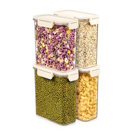 Sorbus - 4 Pack Airtight Food Storage Container- Stackable Pantry Canister with Secure Lid for Rice, Cereal, Flour - Clear