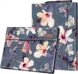 Fintie - Portfolio Case for 13 inch Microsoft Surface Pro 12th (2026)/11th/10/9, Multiple Angle Viewing Business Cover - Blooming Hibiscus