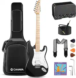 CAHAYA - Electric Guitar Set Beginner - 39in Starter Guitar Kit with HSS Pickup Okoume Body Adults CY0016-2