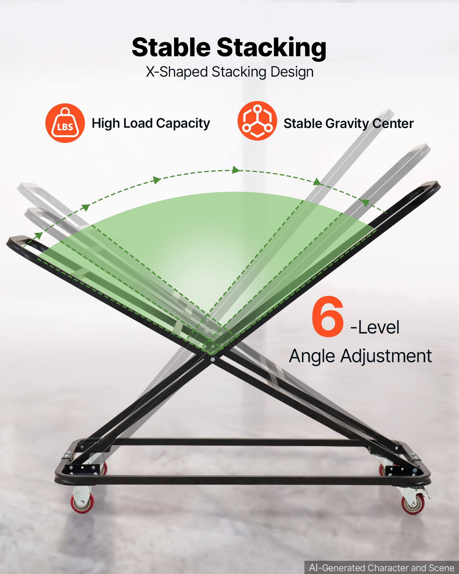 VEVOR Performing Arts Chair Cart 300 lbs Capacity Holds Up to 18 Chairs ...