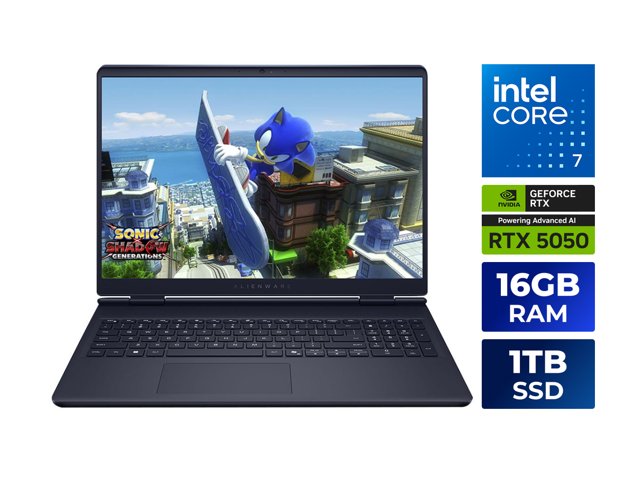 Intel Core 7  
NVIDIA GeForce RTX  
Sonic Shadow Generations  
Alienware  
RTX 5050  
16GB RAM  
1TB SSD  
Powering Advanced AI