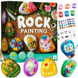 Joyfy - 10 Pcs Rock Painting Craft Kit for Kids, Creative DIY for Kids Age 6-12, Toddler Birthday Gift, Easter Painting Activity