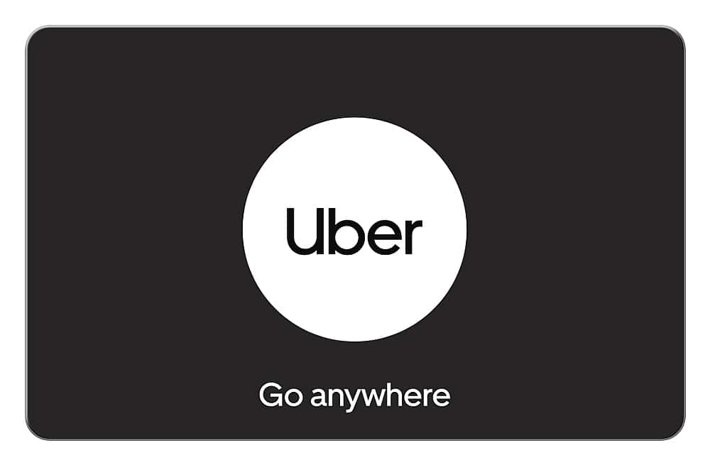 The largest text in the image reads "Uber," and it is displayed on a black background. The phrase "Go anywhere" is also present in the image, but it is smaller and less prominent than the "Uber" text.