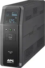 Front. APC - Back-UPS Pro BN 1350VA, 10 Outlets, 2 USB Charging Ports, AVR, LCD Interface - Black.
