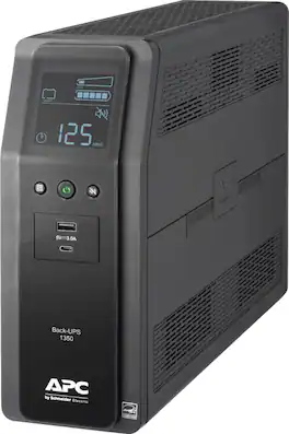 APC - Back-UPS Pro 1350VA, 120V, AVR, LCD, 2 USB charging ports, 10 NEMA outlets (4 surge) - Black