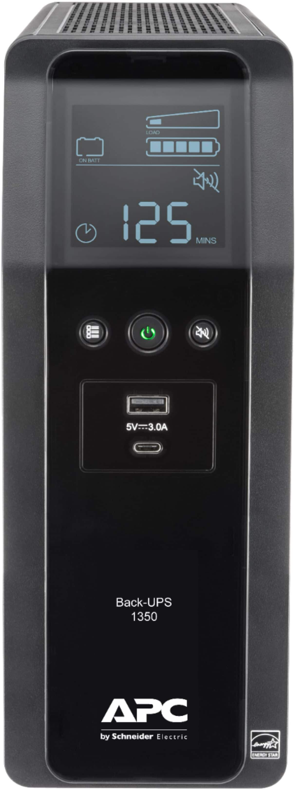 Alt View 1. APC - Back-UPS Pro BN 1350VA, 10 Outlets, 2 USB Charging Ports, AVR, LCD Interface - Black.