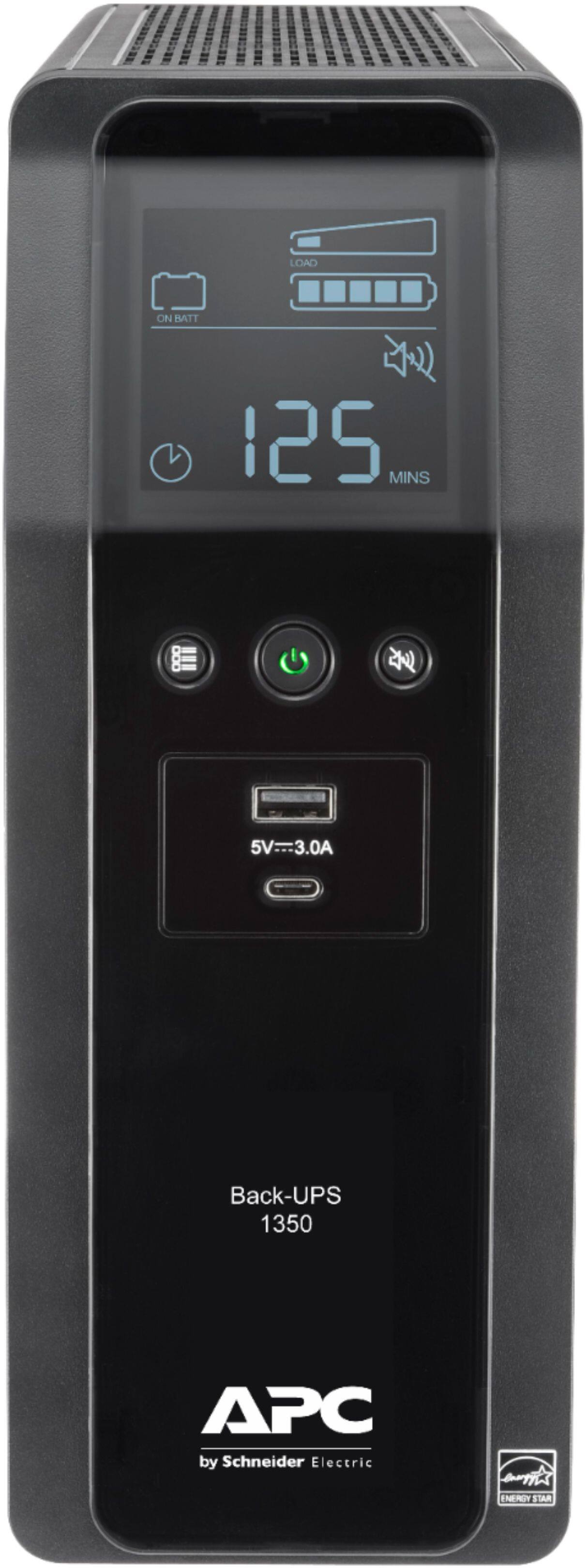 Alt View 1. APC - Back-UPS Pro BN 1350VA, 10 Outlets, 2 USB Charging Ports, AVR, LCD Interface - Black.