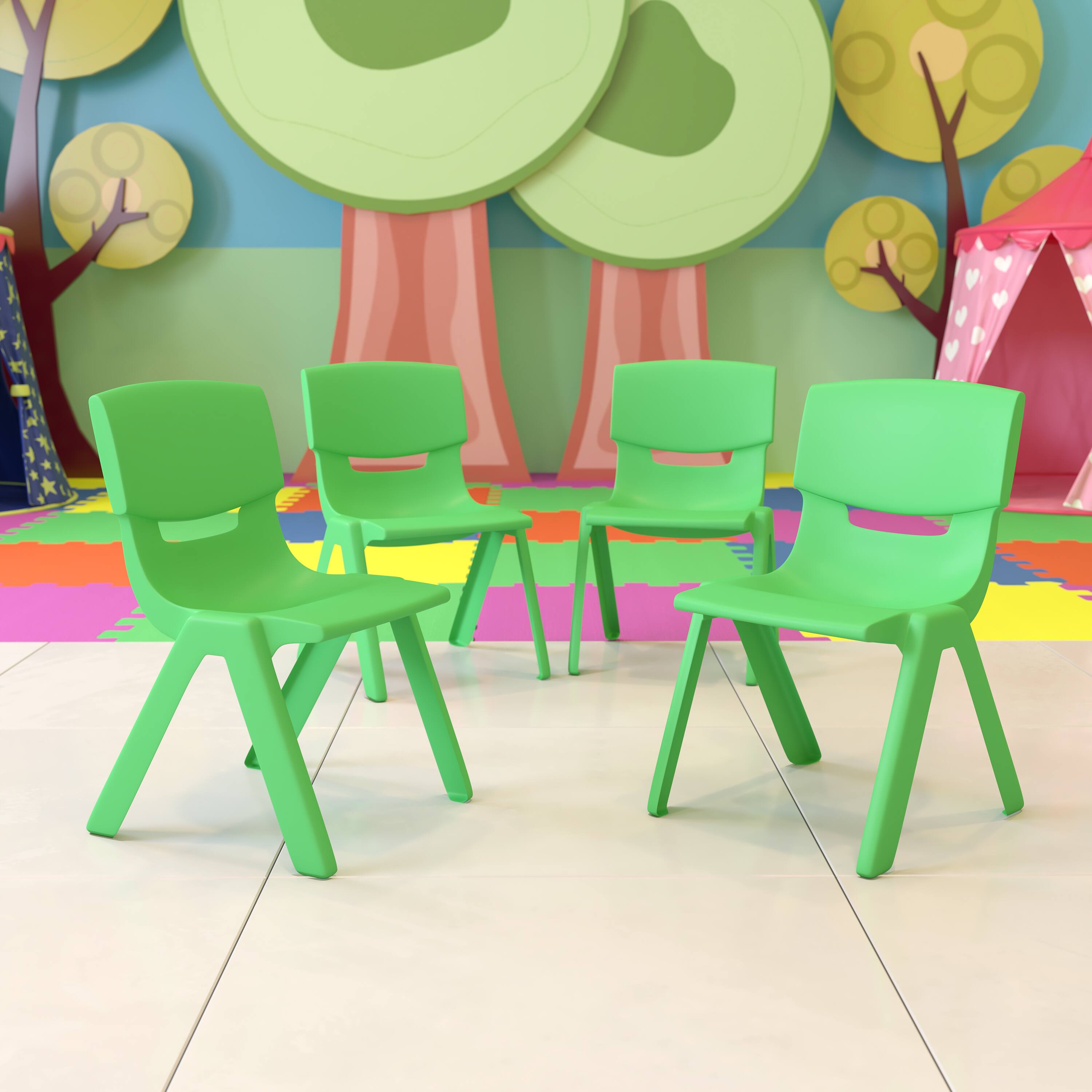 Alt View 1. Flash Furniture - Whitney 4 Pack Green Plastic Stackable School Chair with 13.25'' Seat Height - Green.