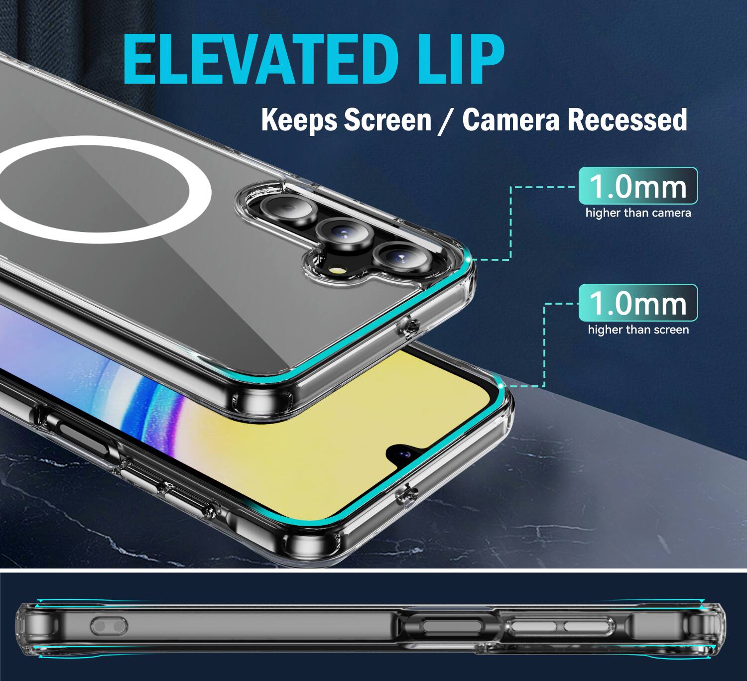 ELEVATED LIP  
Keeps Screen / Camera Recessed  
1.0mm higher than camera  
1.0mm higher than screen