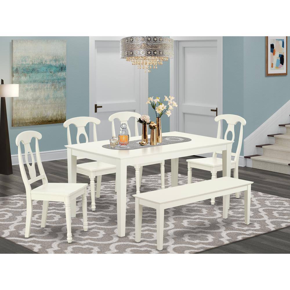 Left. East West Furniture - Dining Room Set Linen White - Linen White.