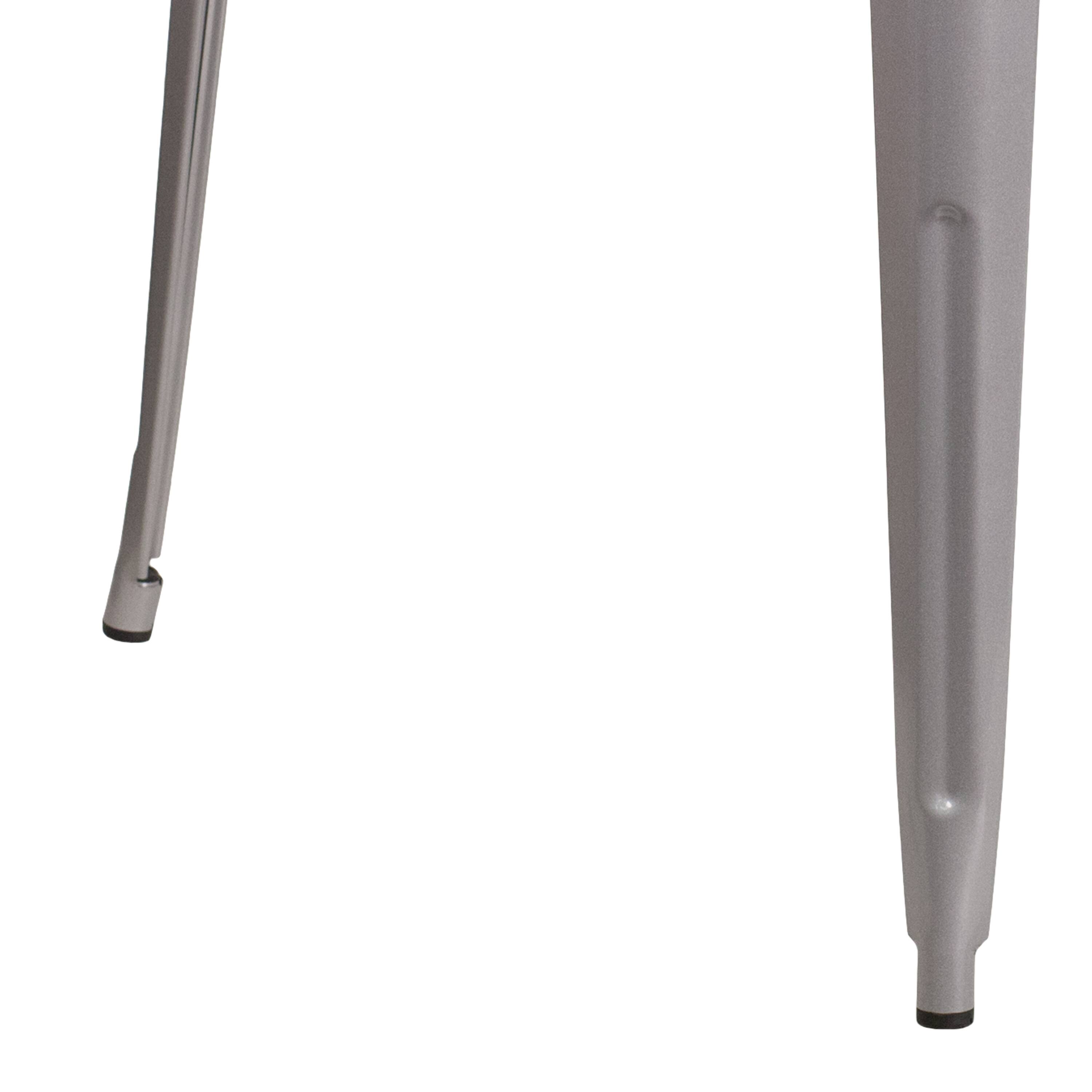 Alt View 6. Emma + Oliver - Commercial 31.5" Square Colorful Metal Indoor-Outdoor Bar Height Dining Table - Silver.