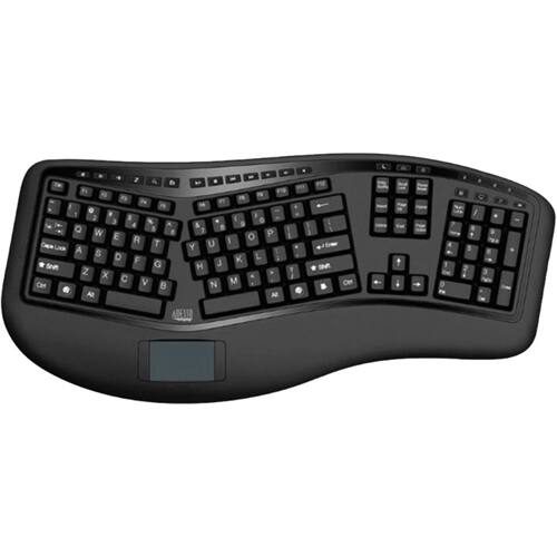 Front. Adesso - AKB-450UB Ergonomic Full-size Wired Membrane Keyboard with Touchpad - Black.