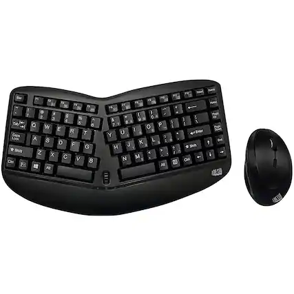 Front. Adesso - Tru-Form Media WKB-1150CB Ergonomic Wireless Membrane Optical Keyboard and Mouse - Black.