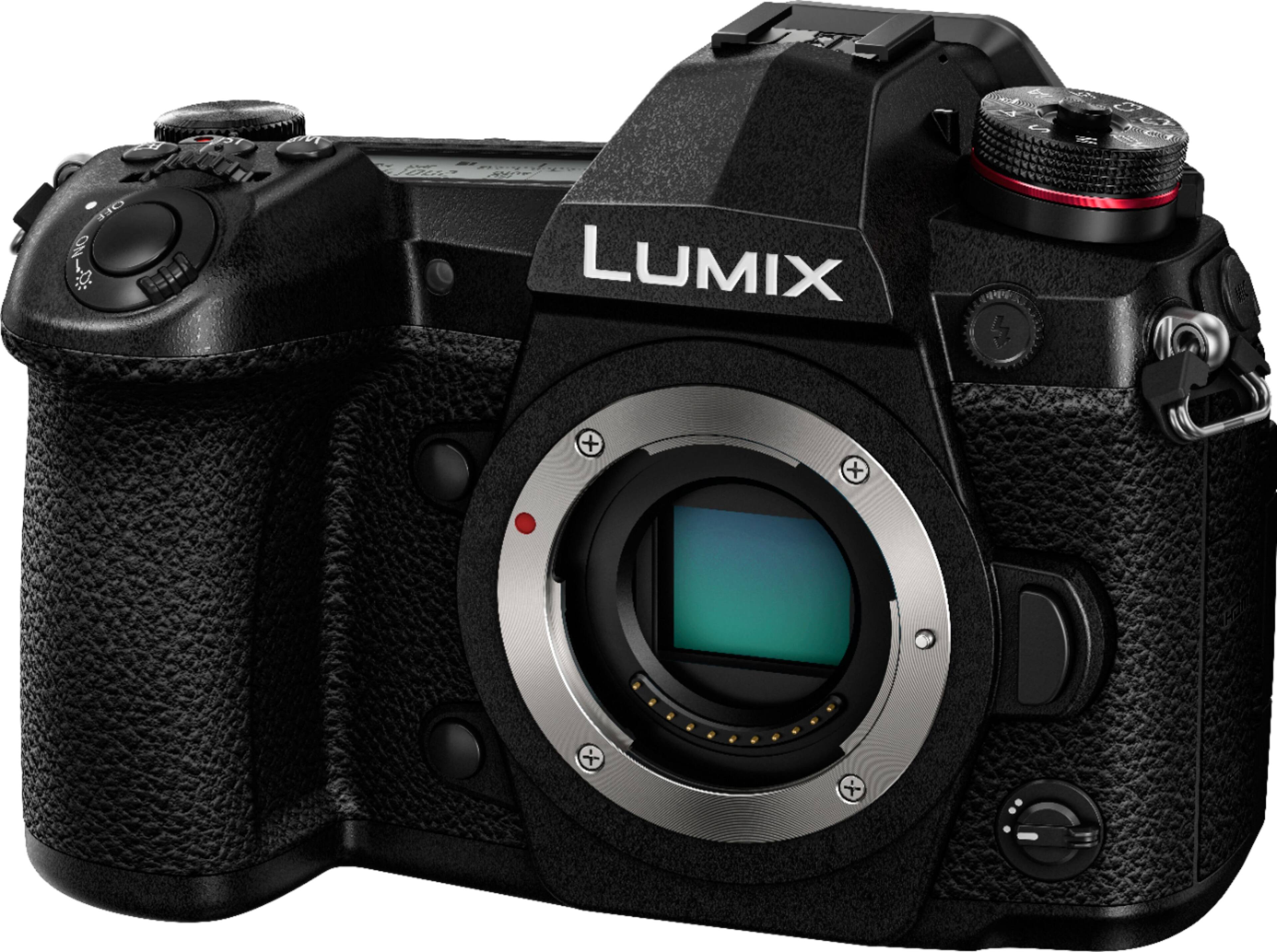 Left. Panasonic - LUMIX G9 Mirrorless 4K Photo Digital Camera (Body Only) - DC-G9KBODY - Black.