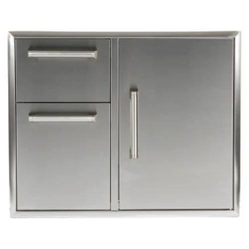 Front. Coyote - 31" Access Door and Double Drawer Combo - Stainless Steel.