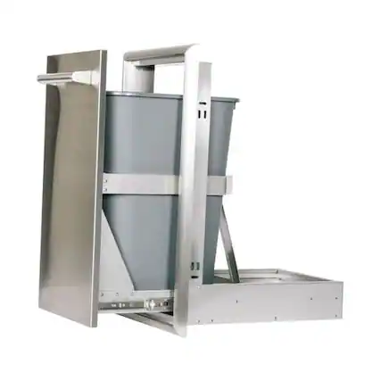 Angle. Coyote - 13-Gal. Touchless Pull Out Trash and Recycling Bin - Stainless Steel.