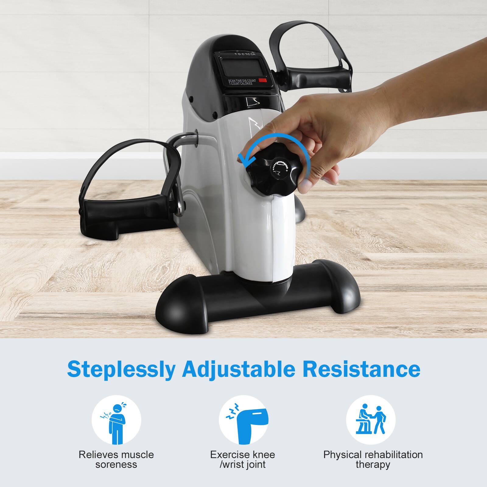 Steplessly Adjustable Resistance  
- Relieves muscle soreness  
- Exercise knee/wrist joint  
- Physical rehabilitation therapy