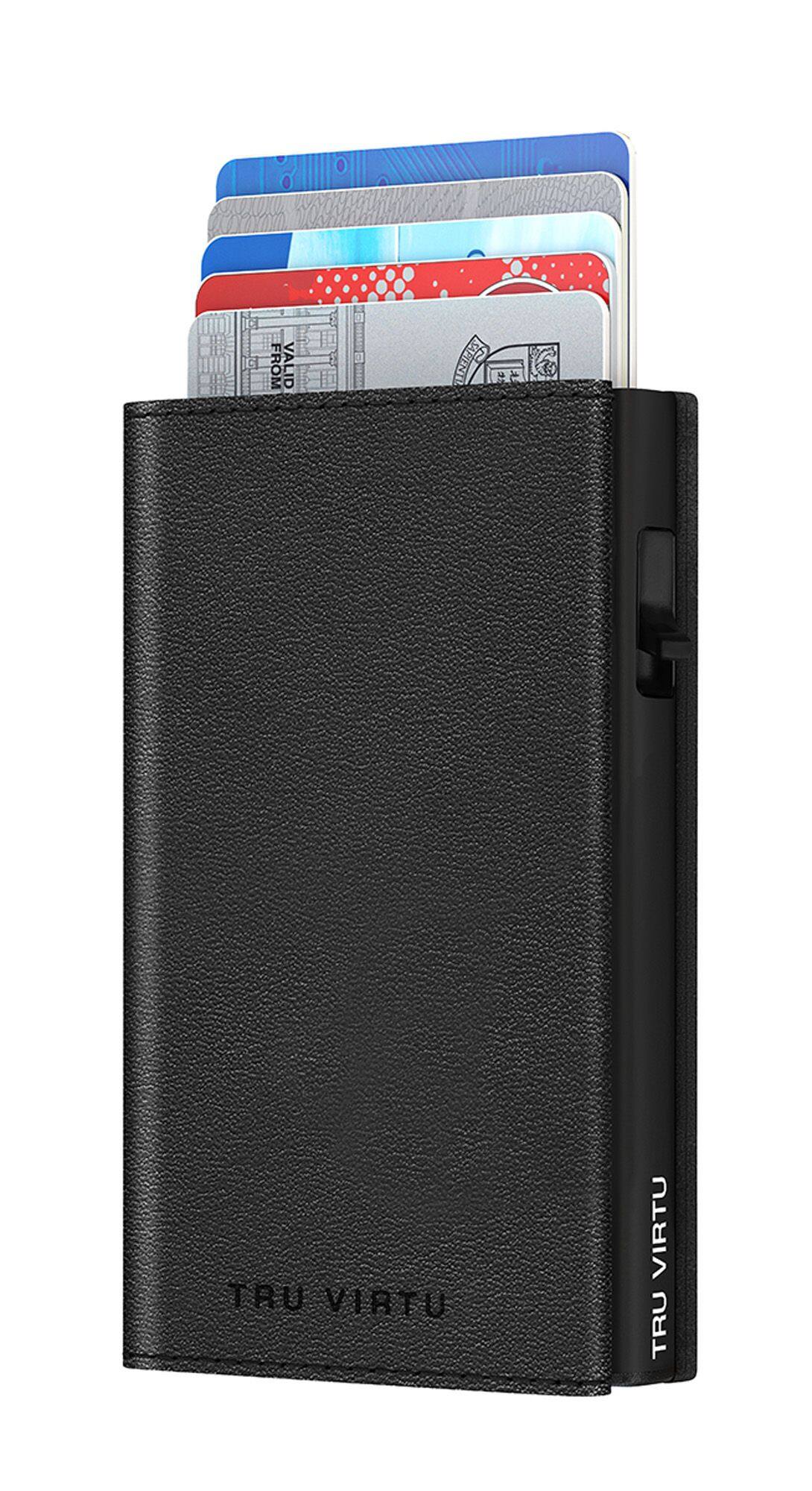 Tru Virtu - CLICK & SLIDE Sleek Nappa Wallet - Black/Black