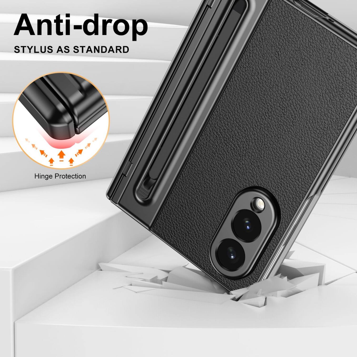 Anti-drop STYLUS AS STANDARD  
Hinge Protection