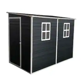 Mondawe - 4x8ft Outdoor Storage Shed with Floor Resin shed with Two-Window - Black