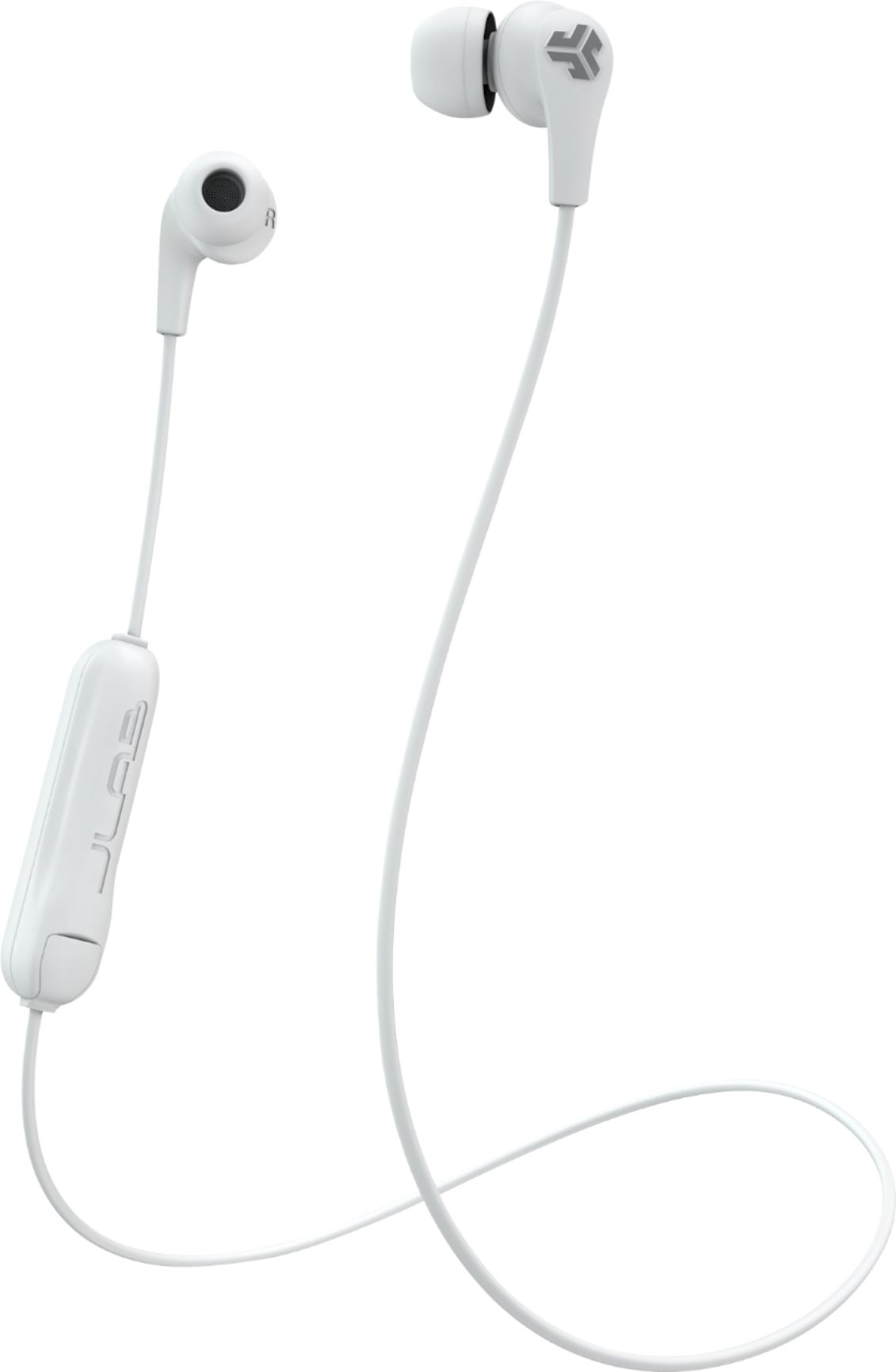 Left View: JLab - JBuds Pro Signature Wireless Earbud Headphones - White/Gray