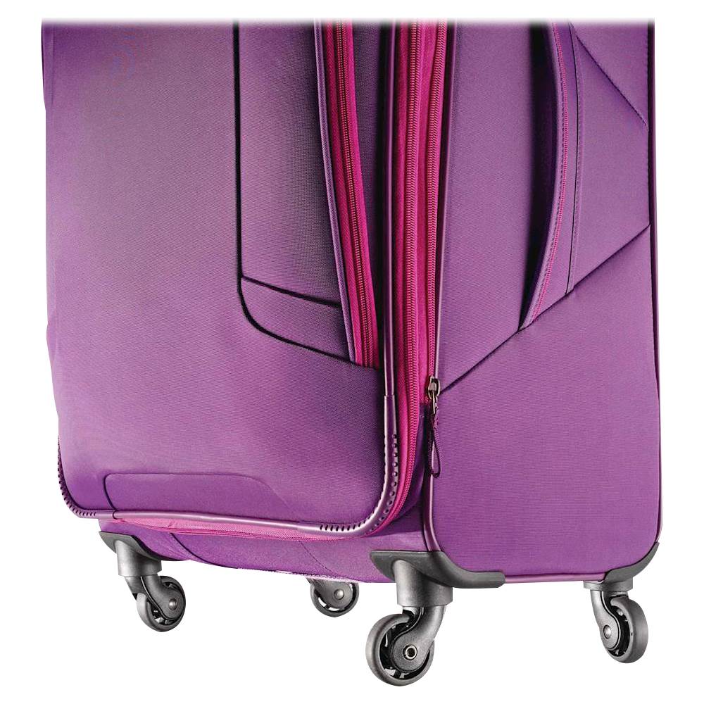 pink and purple luggage