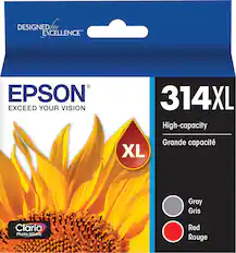 Front. Epson - 314XL 2-Pack High-Yield - Ink Cartridges - Gray/ Red.