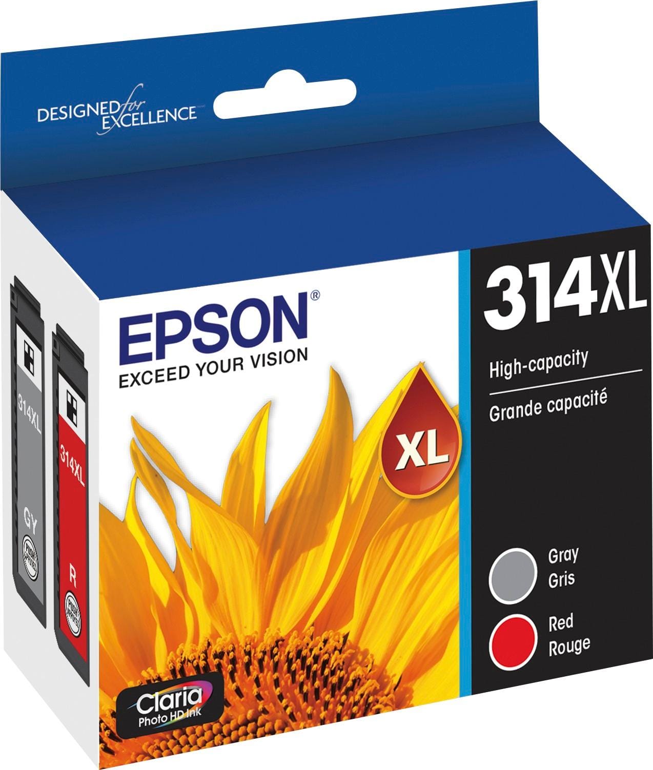 Best Buy: Epson 314XL 2-Pack High-Yield Gray/Red Ink Cartridges Gray ...