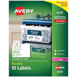 Avery - TrueBlock Laser Durable ID Labels, 2" x 2-5/8", 750 Labels/Box - White