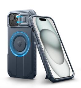Dexnor - Phone Case for iPhone 15 with Slide Camera Cover, Compatible with MagSafe Heavy-Duty Rugged Magnetic Shockproof Bumper - Navy Blue