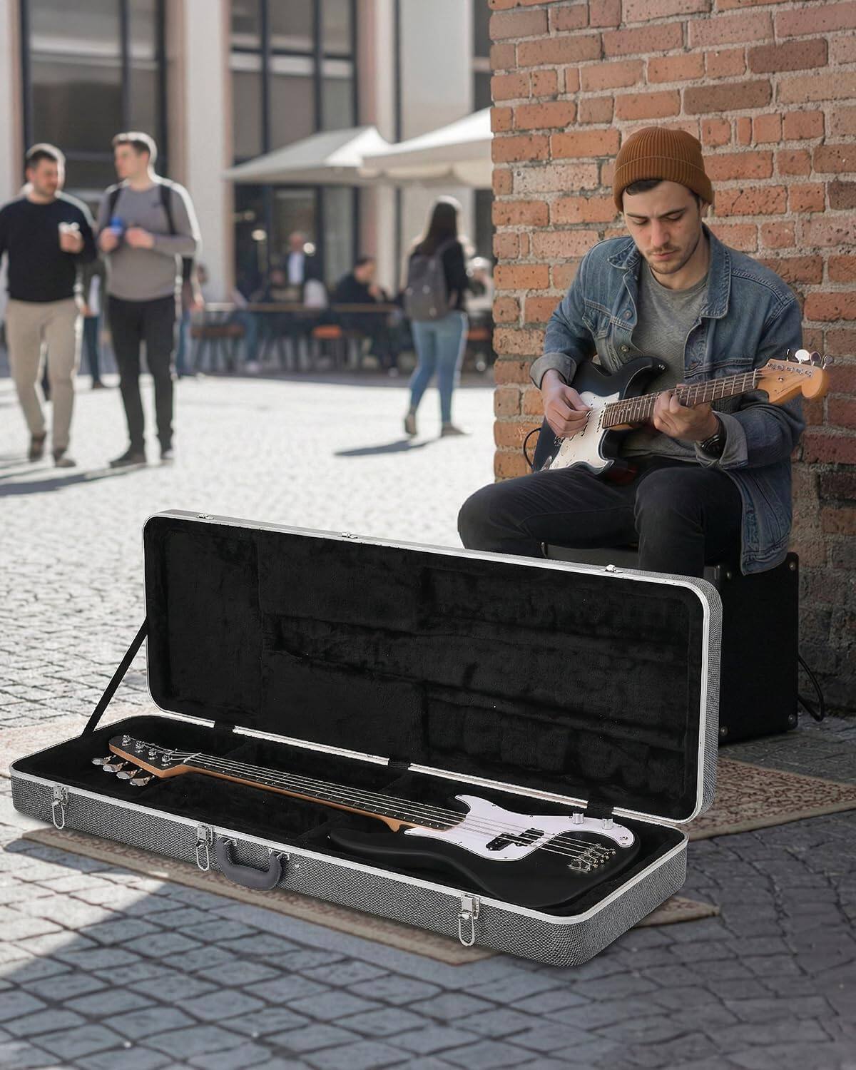Alt View 2. Winado - Bass Guitar Hard Case with Lock Latch and Soft Padding, Grey | 46 Inch ABS Hard-Shell Protective Bass Guitars Carrying.