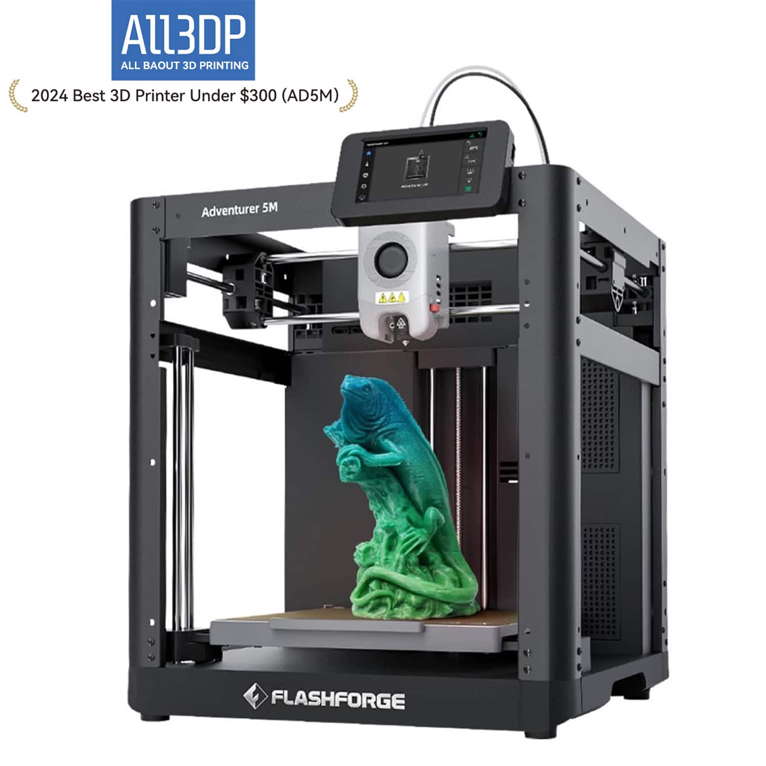 Flashforge - AD5M 3D Printer: CoreXY 600mm/s, 20k Acceleration, Auto-Level, 280°C Extruder, 220mm³ Build, Remote Monitor & Recovery - Black