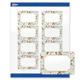 Avery - Avery® Labels, 2" x 3", Gold-Blue Border Berries, Glossy, 80ct - White