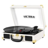 Victrola Journey Bluetooth Suitcase Record Player with 3-speed Turntable - White - Front_Zoom