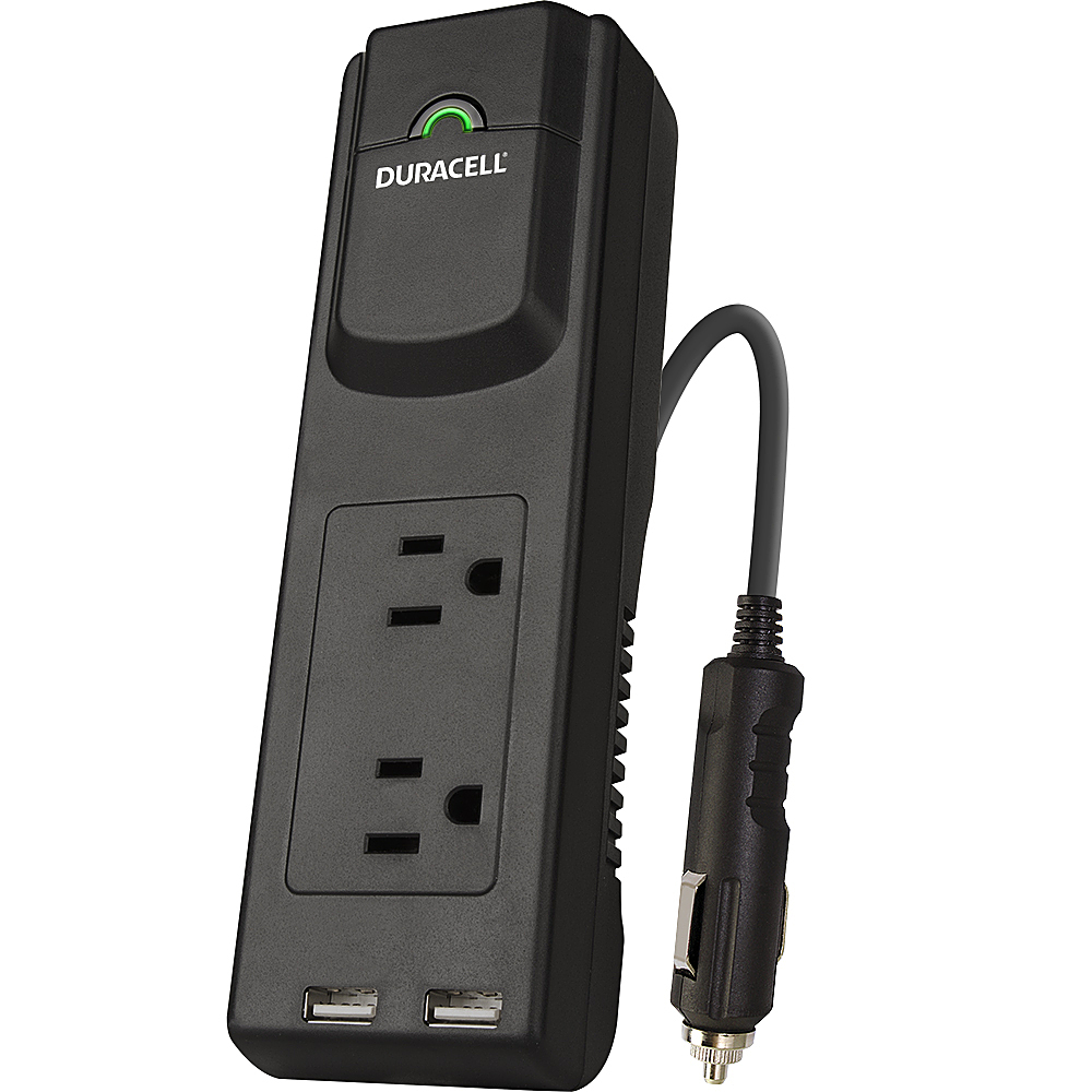 Duracell - 175W Power Strip Inverter with Dual USB Ports - Black