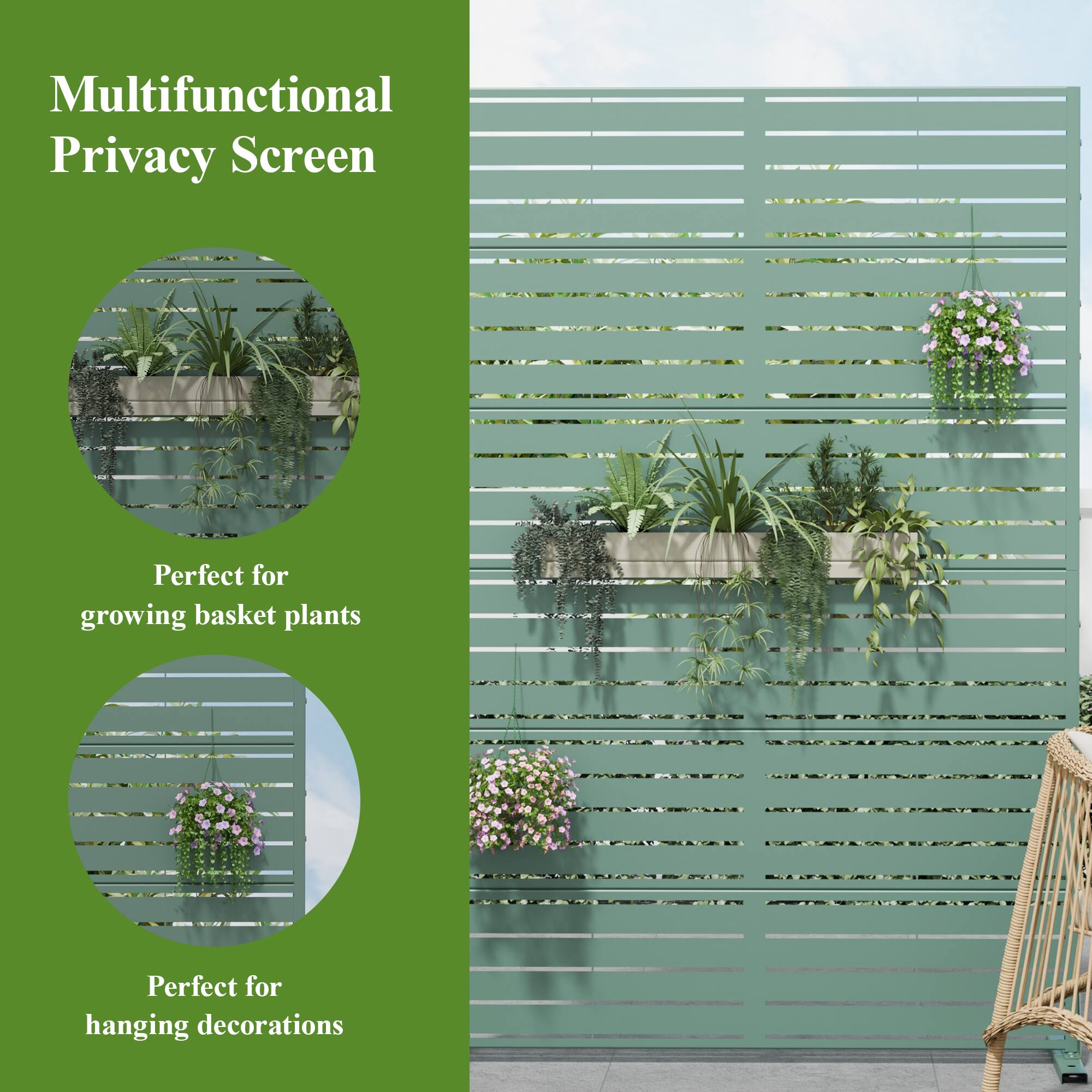 Multifunctional Privacy Screen

Perfect for growing basket plants

Perfect for hanging decorations