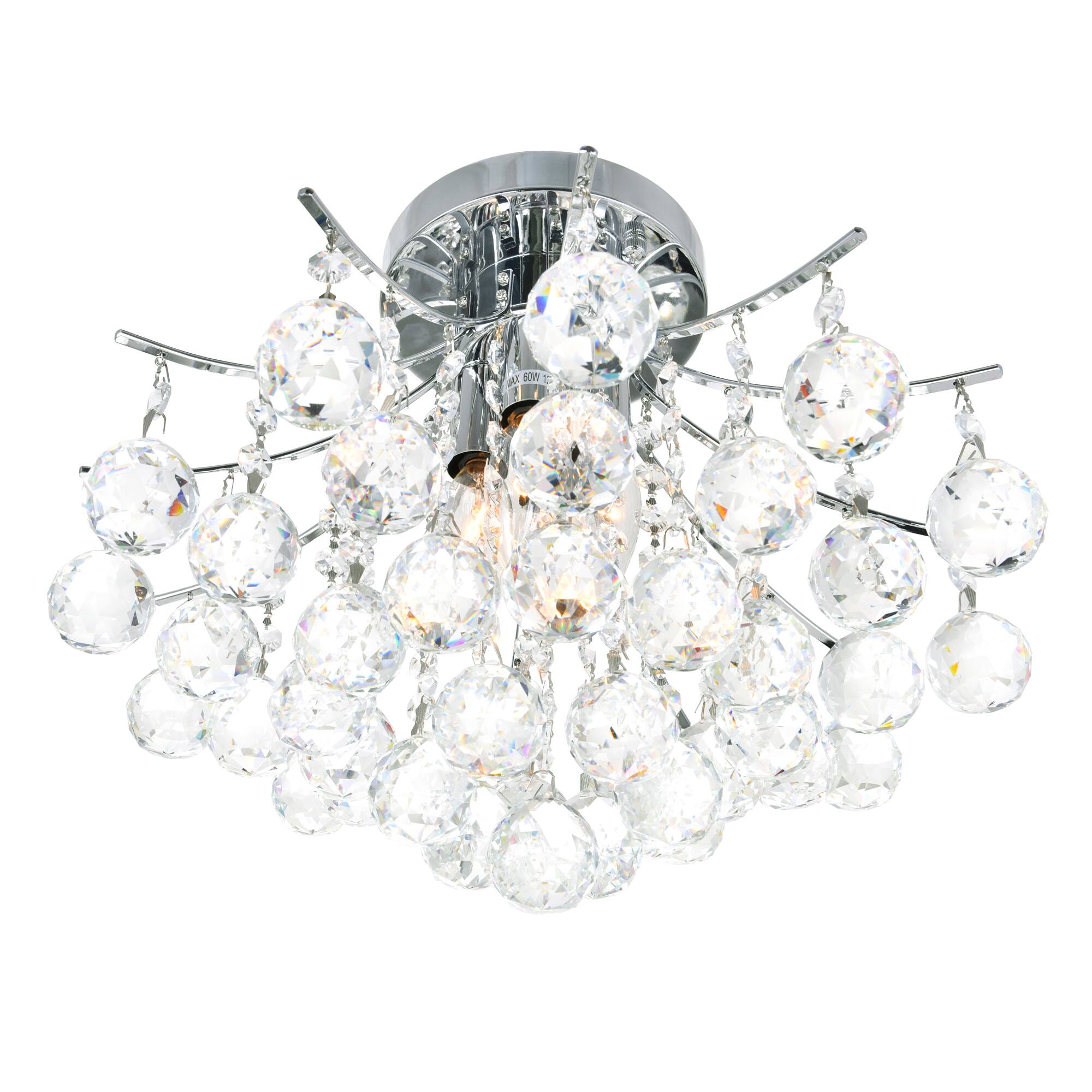 Left. CWI Lighting - Princess 4 Light Flush Mount With Chrome Finish - Chrome.