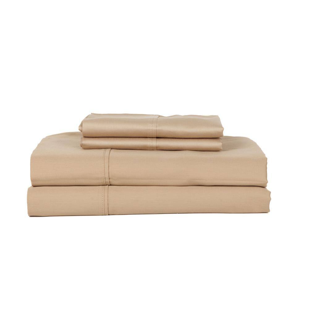 Alt View 1. Castle Hill London - Castle Hill London 310 Thread Count Cotton Sateen Sheet Set Deep Pocket - King, Taupe - Taupe.