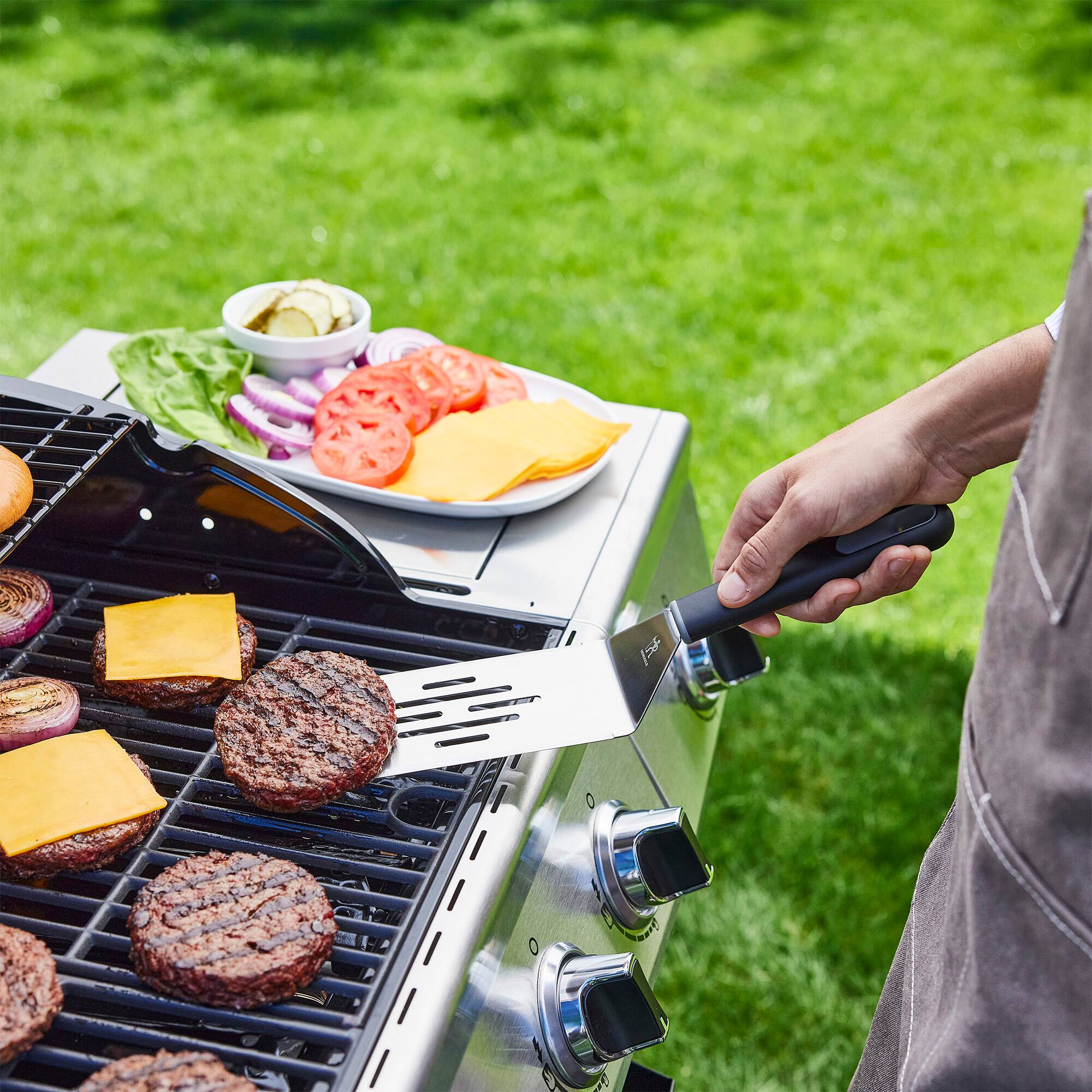 Alt View 1. Henckels - Henckels BBQ Griddle Spatula Set, 2-pc Stainless Steel Grill Spatulas for Heavy Duty Outdoor Cooking, Dad Camping - Stainless Steel.