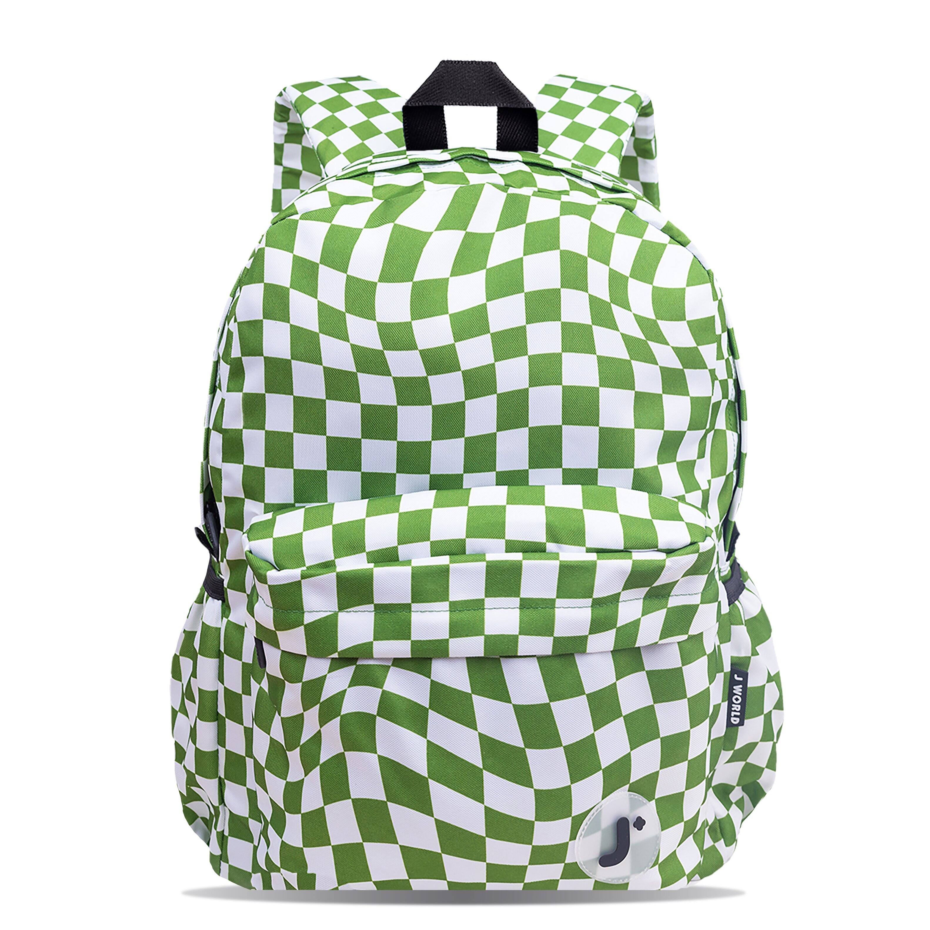 J World - Unisex Oz 17" Daily Backpack For School And Travel - MATCHA CHECKERS