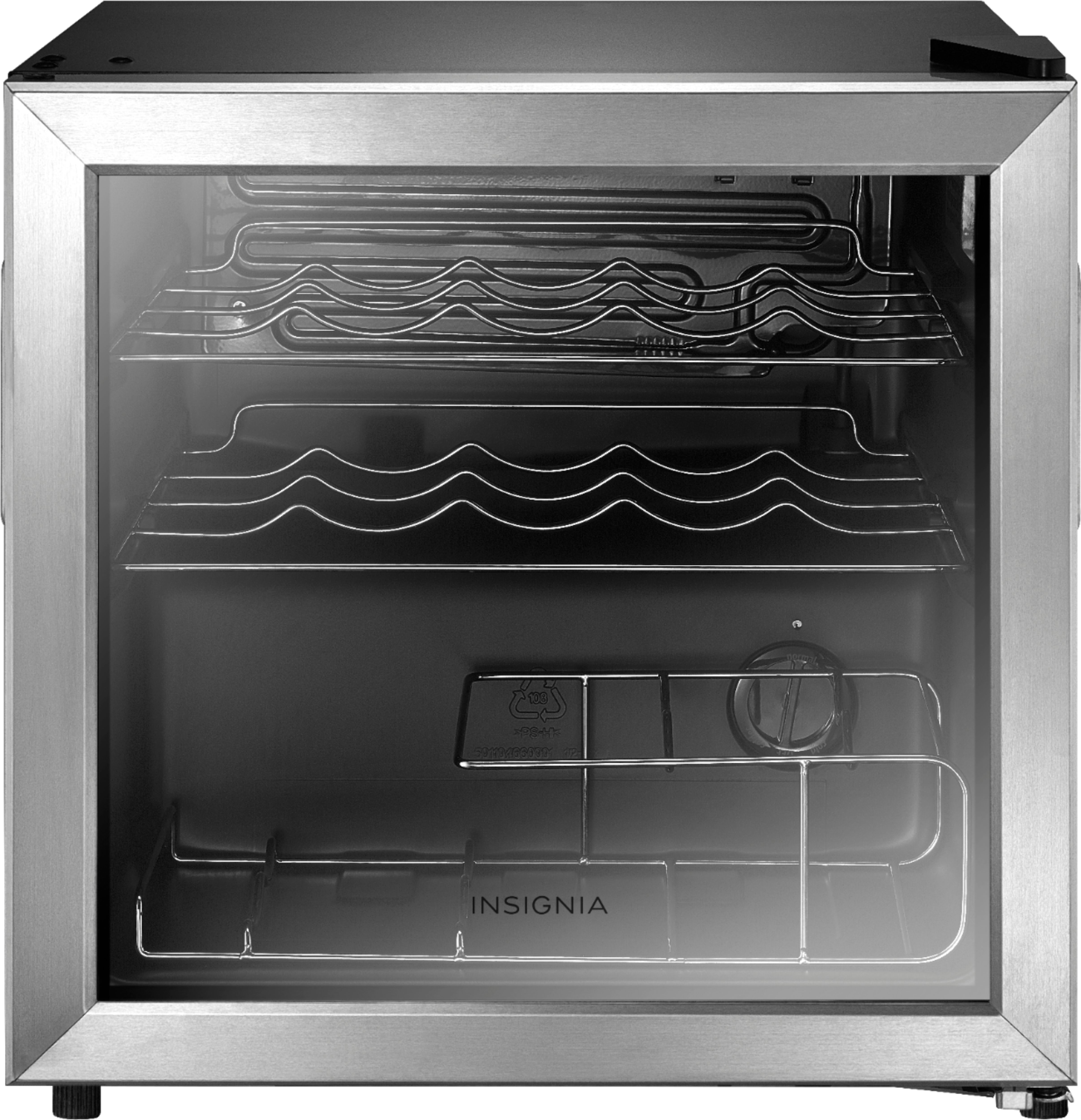 Left View: Insignia™ - 14-Bottle Wine Cooler - Stainless Steel